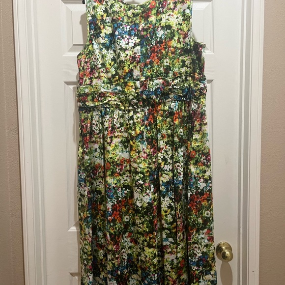 ESHAKTI Floral Sundress Lace Embroidery Trim Chest Ruched Waist 3X Maxi EUC - Picture 4 of 7